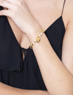 Pulsera Pineda Covalin con perla 10 k Calavera