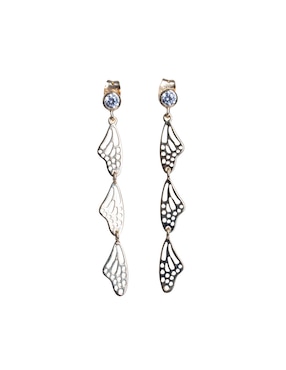 Aretes de mariposa Pineda Covalin Mariposa de plata P 925 con acabado baño de oro zirconia