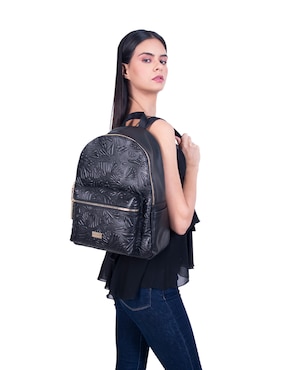 Backpack Pineda Covalin grabado mariposa de piel para mujer