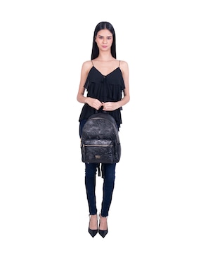 Backpack Pineda Covalin grabado mariposa de piel para mujer