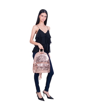 Backpack Pineda Covalin grabado mariposa de piel para mujer