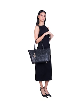 Bolsa tote Pineda Covalin Grabado Mariposa de piel para mujer