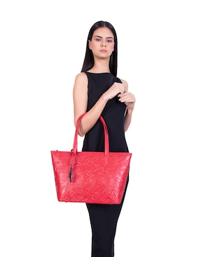 Bolsa tote Pineda Covalin Grabado Mariposa de piel para mujer