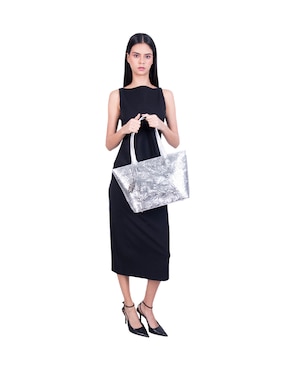 Bolsa tote Pineda Covalin Grabado Mariposa de piel para mujer