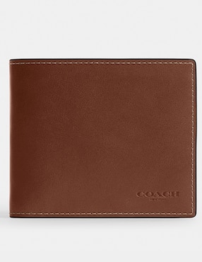 Tarjetero coach piel natural grain leather para hombre