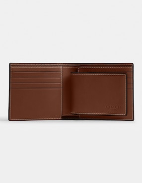 Tarjetero coach piel natural grain leather para hombre
