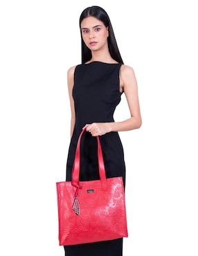 Bolsa tote Pineda Covalin Grabado Mariposa de piel para mujer