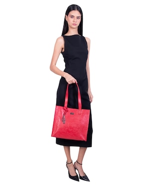 Bolsa tote Pineda Covalin Grabado Mariposa de piel para mujer