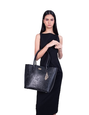 Bolsa tote Pineda Covalin Grabado Mariposa de piel para mujer