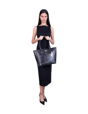 Bolsa tote Pineda Covalin Grabado Mariposa de piel para mujer