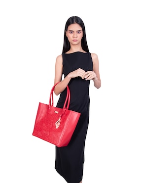 Bolsa tote Pineda Covalin Grabado Mariposa de piel para mujer