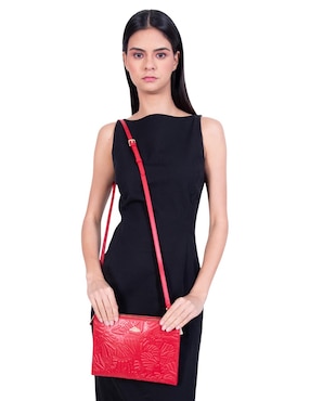 Bolsa crossbody Pineda Covalin Grabado Mariposa de piel para mujer