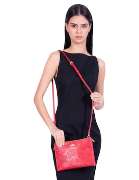 Bolsa crossbody Pineda Covalin Grabado Mariposa de piel para mujer