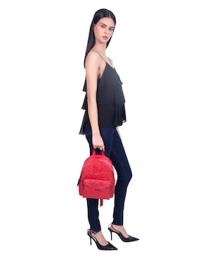 Backpack Pineda Covalin Grabado Mariposa de piel para mujer