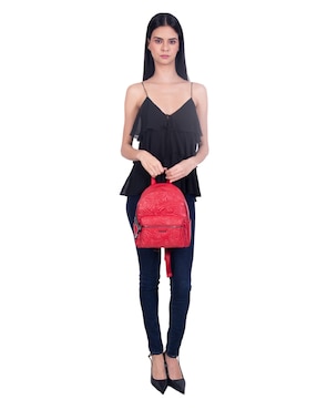 Backpack Pineda Covalin Grabado Mariposa de piel para mujer