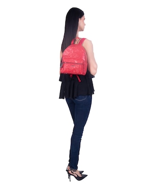 Backpack Pineda Covalin Grabado Mariposa de piel para mujer
