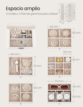 Alhajero de viaje Songmics Home Bridie con espejo y cerradura