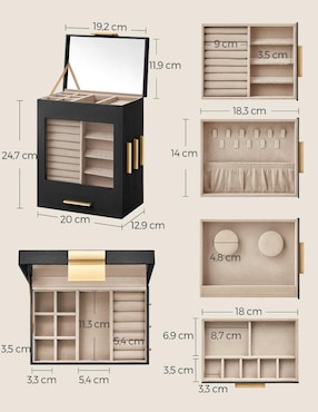 Alhajero Songmics Home Gisella con espejo y cerradura