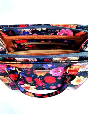 Bolsa satchel Ana Maria Mexico Flores de piel vegana para mujer