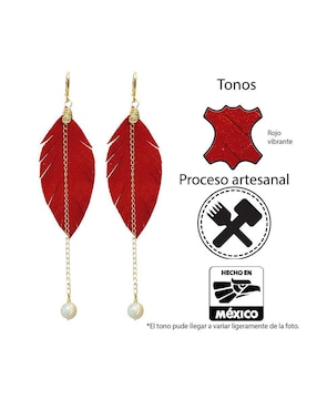 Set de aretes de pluma Vangania con acabado Baño de Oro Perla