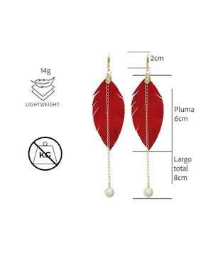 Set de aretes de pluma Vangania con acabado Baño de Oro Perla
