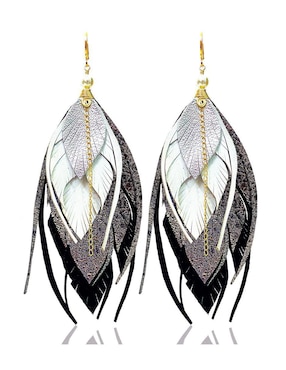 Set de aretes de pluma Vangania con acabado Baño de Oro