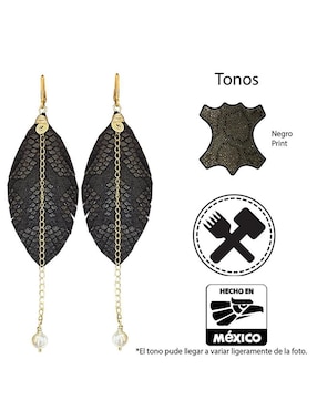 Set de aretes de pluma Vanganiad con acabado Baño de Oro Perla