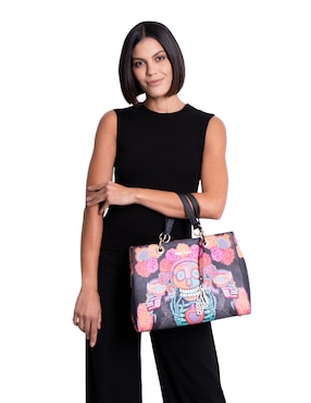 Bolsa satchel Pineda Covalin Día Muertos Catrina para mujer