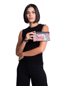 Bolsa wristlet Pineda Covalin Caritas Sonrientes de Veracruz para mujer