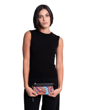 Bolsa wristlet Pineda Covalin Caritas Sonrientes de Veracruz para mujer