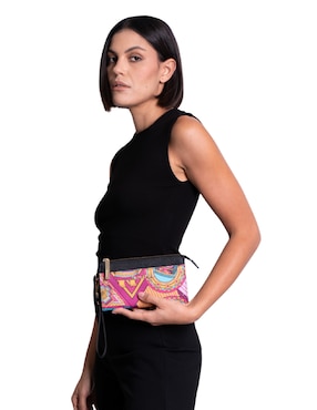 Bolsa wristlet Pineda Covalin Caritas Sonrientes de Veracruz para mujer