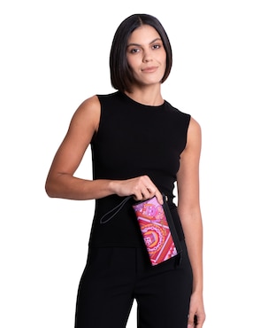 Bolsa wristlet Pineda Covalin Caritas Sonrientes de Veracruz para mujer