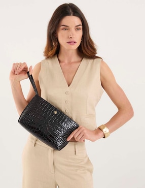 Bolsa wristlet Lauren Ralph Lauren de piel para mujer