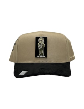 Gorra visera curva snapback casual Big Boss San Judas beige placa para hombre