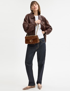 Bolsa shoulder Coach Quilted Suede de piel para mujer