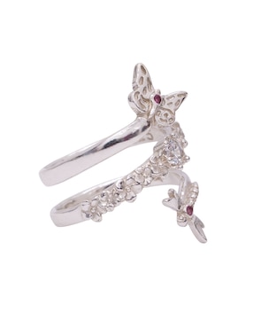 Anillo circular Pineda Covalin Mariposa P 925 de plata cristal