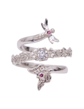 Anillo circular Pineda Covalin Mariposa P 925 de plata cristal