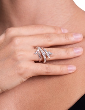 Anillo circular Pineda Covalin Mariposa P 925 de plata cristal