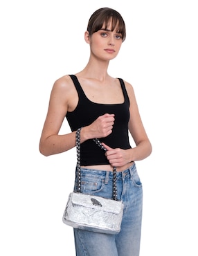 Bolsa crossbody Pineda Covalin Grabado Mariposa de piel para mujer