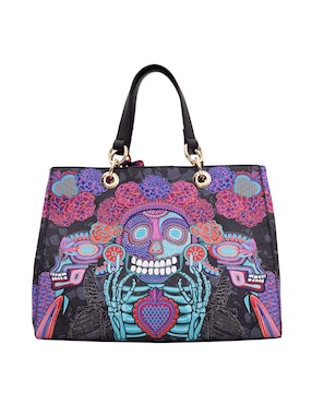Bolsa satchel Pineda Covalin Día De Muertos Catrina para mujer
