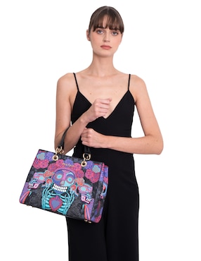 Bolsa satchel Pineda Covalin Día De Muertos Catrina para mujer