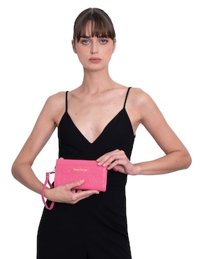 Bolsa wristlet Pineda Covalin Grabado Mariposa de piel para mujer