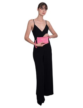Bolsa wristlet Pineda Covalin Grabado Mariposa de piel para mujer