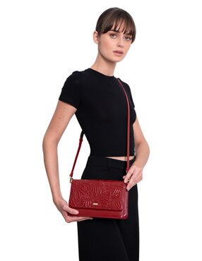 Bolsa crossbody pineda covalin grabado mariposa de piel para mujer