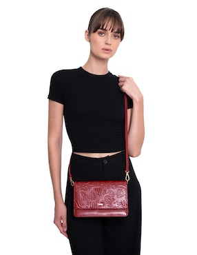 Bolsa crossbody pineda covalin grabado mariposa de piel para mujer
