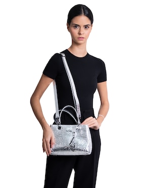 Bolsa satchel Pineda Covalin Grabado Mariposa de piel para mujer