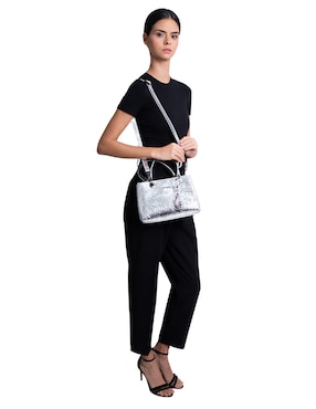 Bolsa satchel Pineda Covalin Grabado Mariposa de piel para mujer