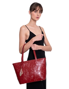 Bolsa tote Pineda Covalin Grabado Mariposa de piel para mujer