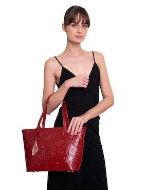 Bolsa tote Pineda Covalin Grabado Mariposa de piel para mujer