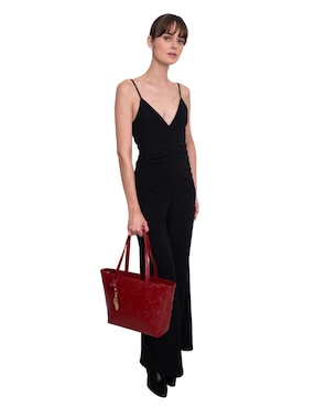 Bolsa tote Pineda Covalin Grabado Mariposa de piel para mujer